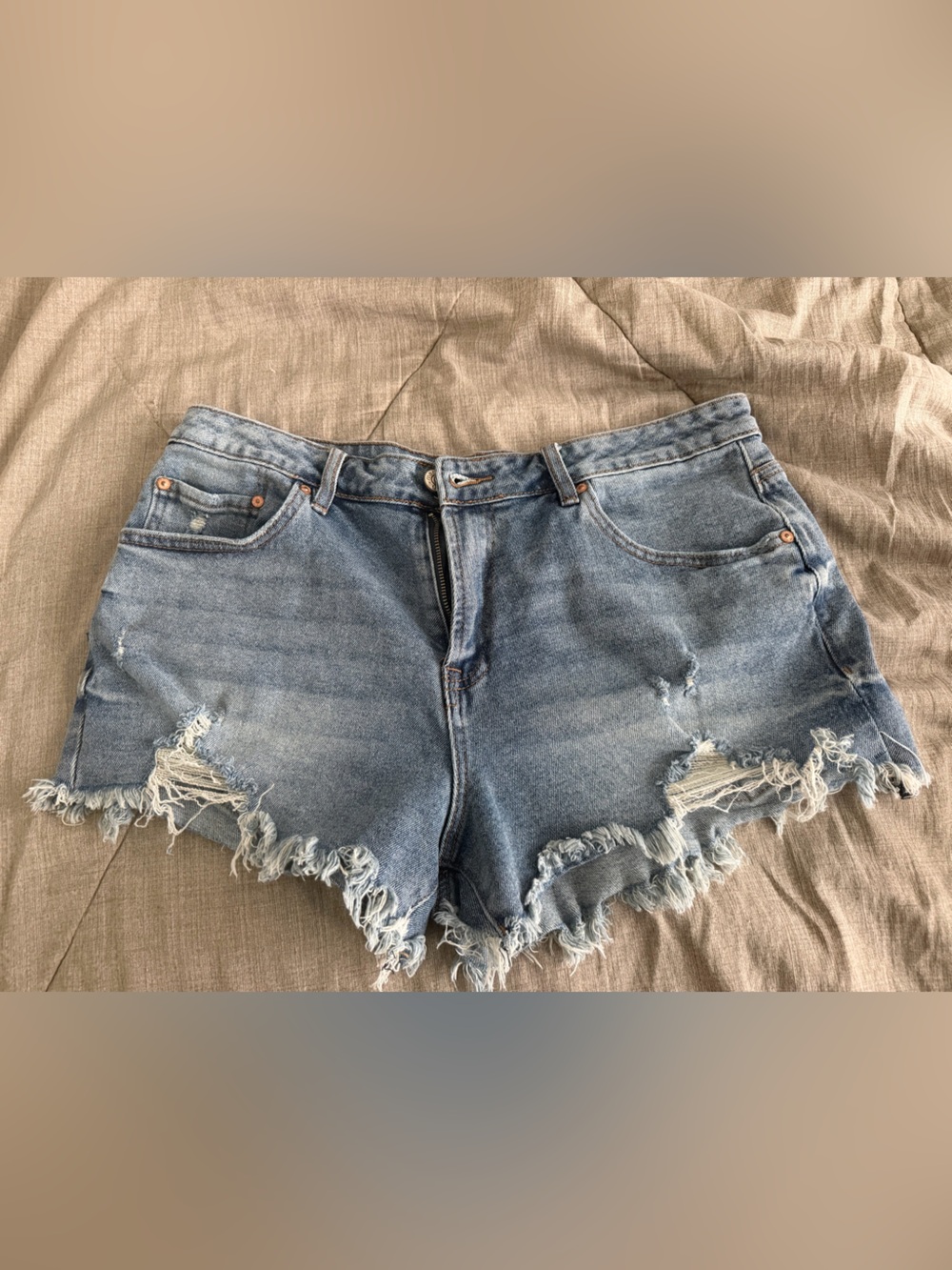 Madden Girl Distressed Light Blue Denim Cutoff Shorts